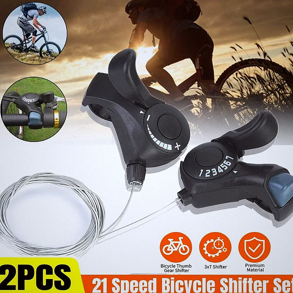 1Pair 3x7 21 Speed MTB Mountain Road Bicycle Shifter Bike Thumb Gear Shift Set