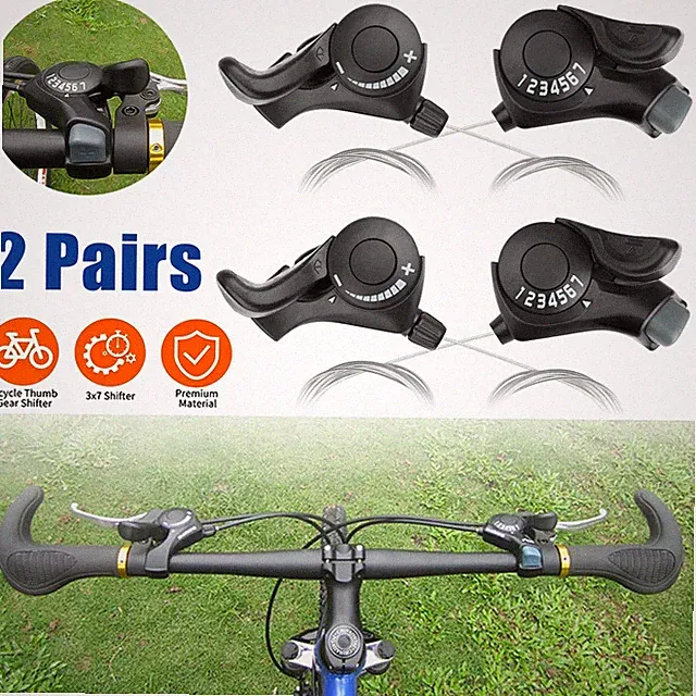 2PAIRS 3x7 21 Speed MTB Mountain Road Bicycle Shifter Bike Thumb Gear Shift Set