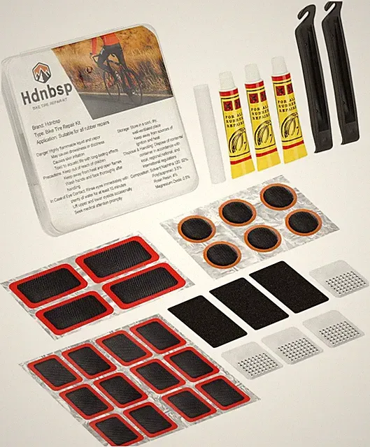 35-Piece Bicycle Tire Repair Set with Patches, Levers, and Tools