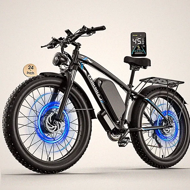 6000W Electric Mountain Bike 24'' Dual Motor 52V Fat Tire Ebike 40-45MPH Adult