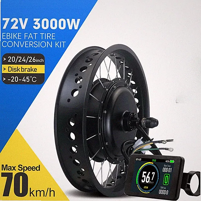 72V 3000W Snow Electric Bicycle 20 24 26inch Fat Tire Brushless Rear Hub Motor
