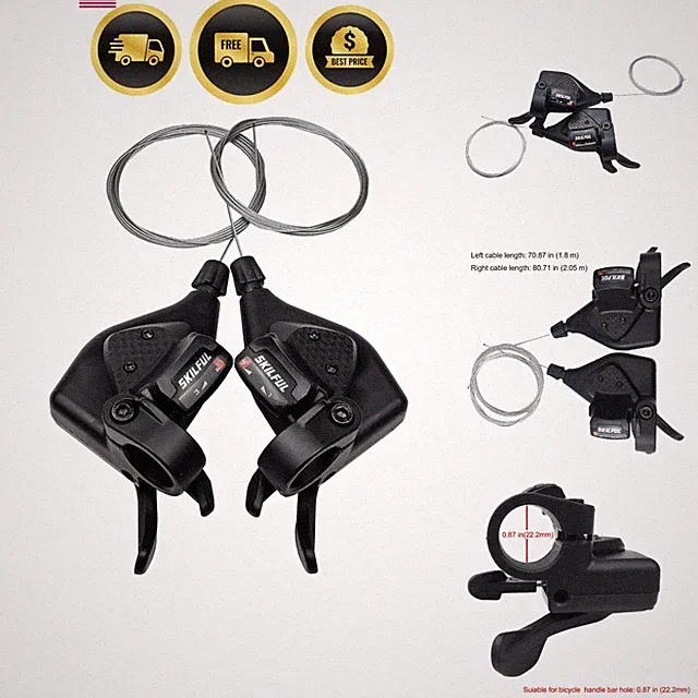 Bicycle Gear Shift Lever 3x7 3x8 3 7 21 24 Speed Thumb Shifter with Gear Indi...