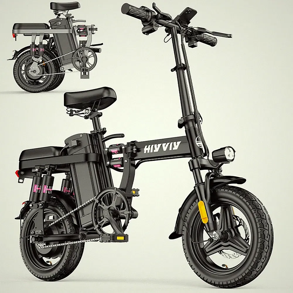 Folding Electric Bike Bicycle 14" Fat Tire City Commuter Ebike 25 Miles Range
