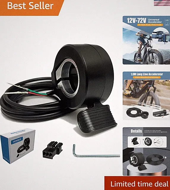 Lightweight Electric Bike Thumb Throttle with 1.6m Power Cable - Quick Install