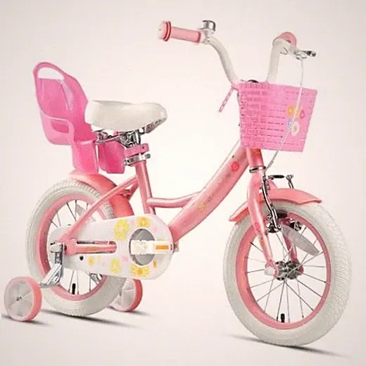 Maggie Girls Bike, 12-20 Inch Kids Pink & White 14 Inch With Training Wheels