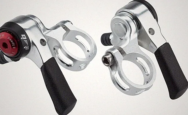 microSHIFT Thumb Shifter Set, 8-Speed, Double/Triple, Shimano Compatible, Black
