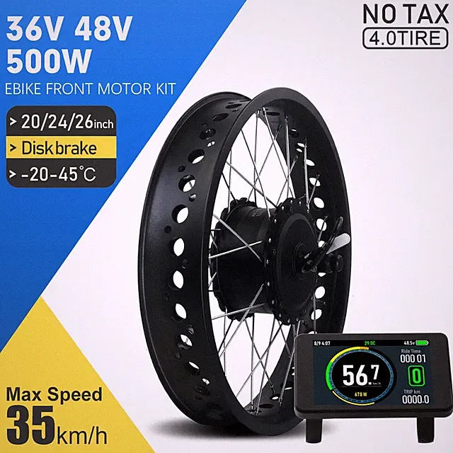 Snow Ebike Fat Tire 20 24 26Inch 4.0Tyre 36V 48V 500W Gear Front Wheel Hub Motor