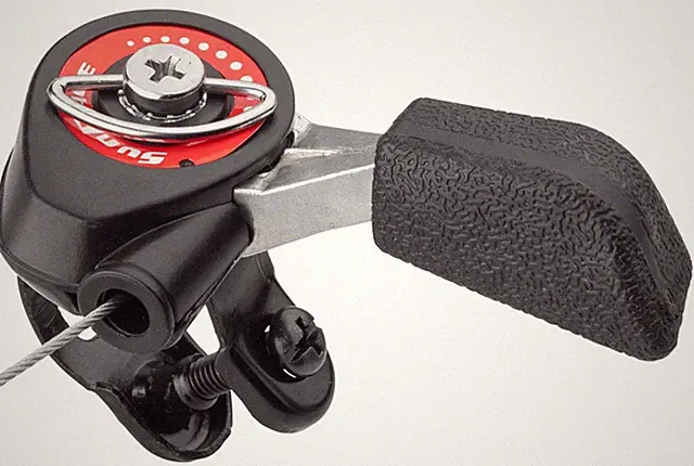 SunRace MTB Friction Thumb Shifter, Alloy Lever, Steel Clamp, 5-Speed, Black