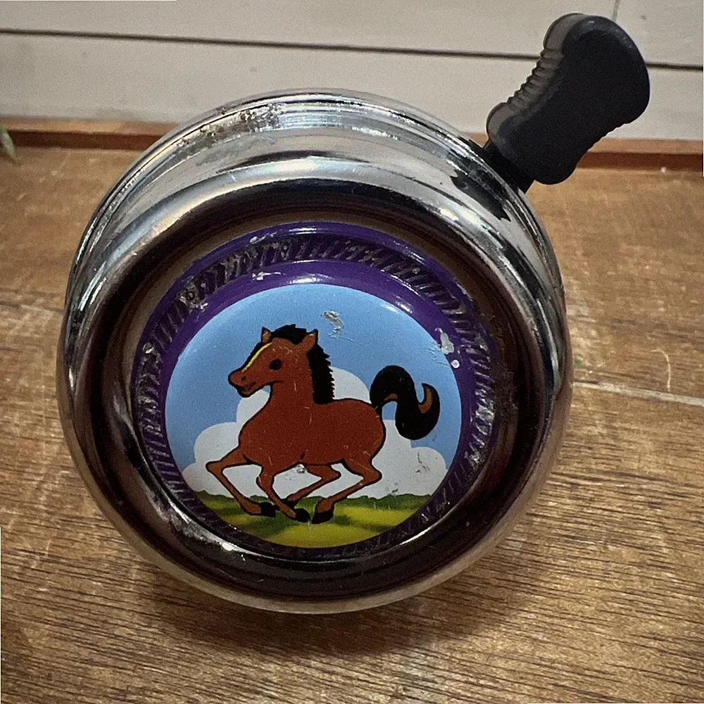 Vintage BBC Bicycle / Tricycle Metal Thumb Bell With Pony/Horse Picture Works