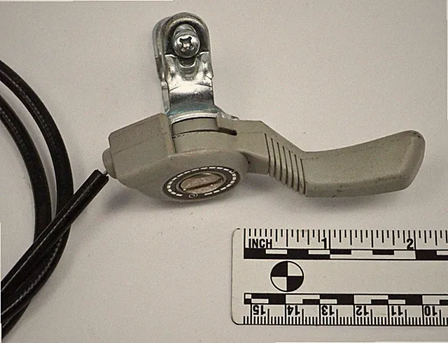 Vintage Bicycle Thumb Shifter Cable Friction Left Gray Plastic (maybe Shimano?)