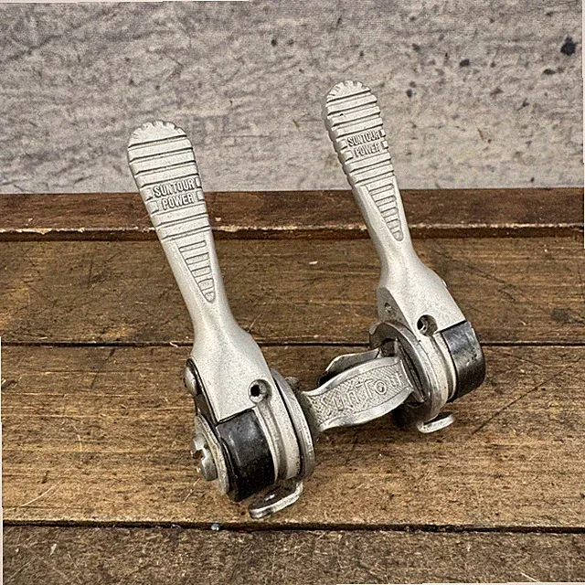 Vintage Suntour Power Shifter Set Down Tube Clamp Ratchet Road FRiction Bike