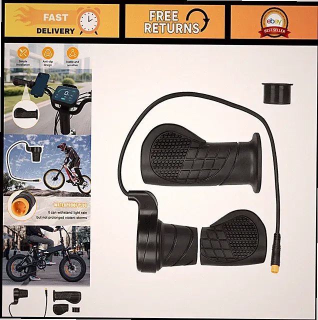 Waterproof Electric Bike Thumb Throttle - Half Twist Handle Grip for 36V 48V 72V